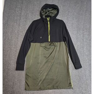 Athleta Radiant Hybrid Dress Black Olive Green Hooded Medium